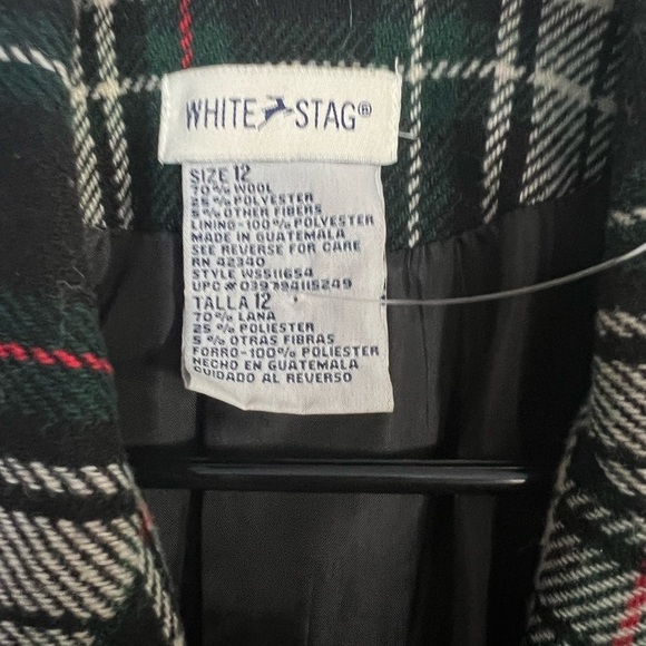 Vintage Wool Blend Tartan Blazer Green, Red, White 12 - Picture 4 of 5